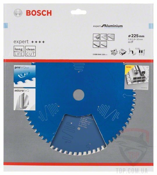 Пильний диск по алюмінію Bosch 225x30x68z K2.6/1.8 Expert for Aluminium - Фото №2