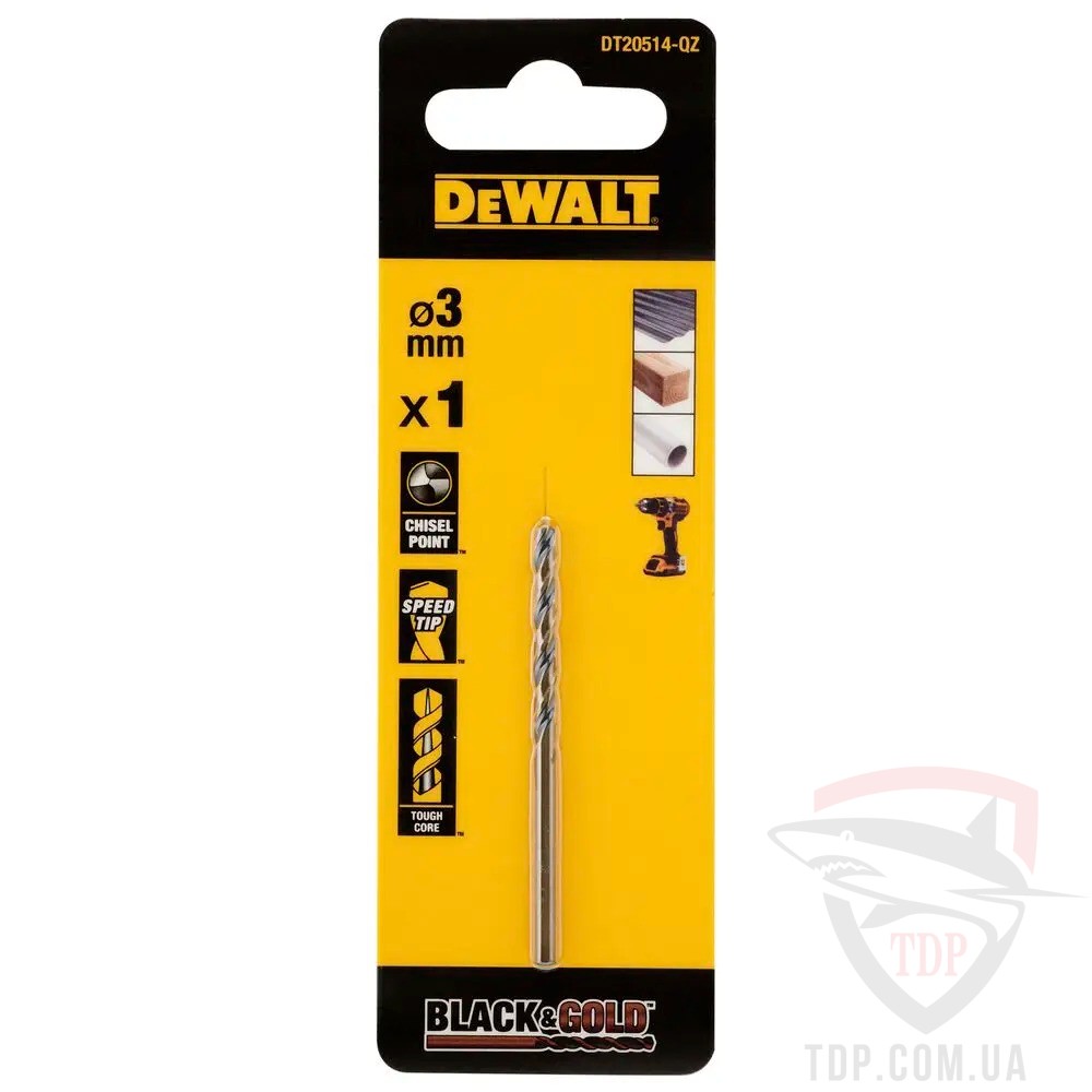 Сверла Cвердлo по металу DeWALT EXTREME BLACK&GOLD HSS-G 3x61 мм (DT20514)