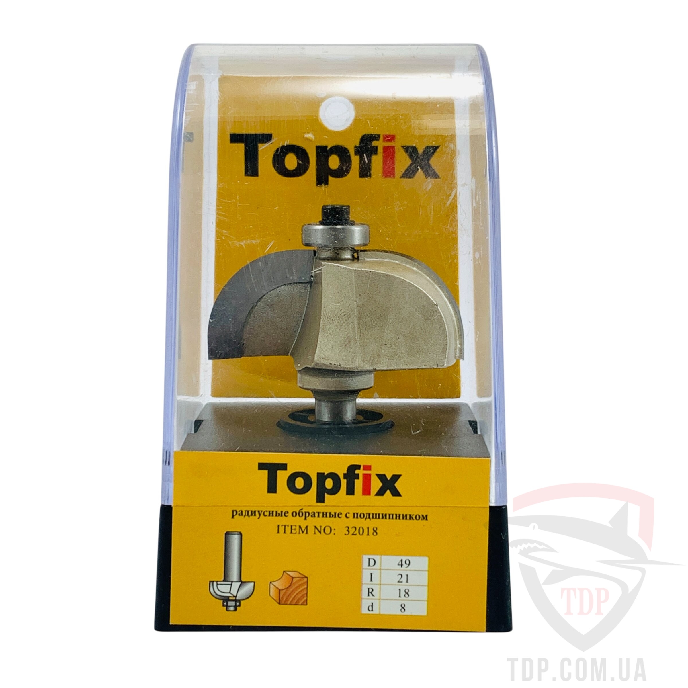 Фреза кромкова галтельна Topfix 1018 D49 d8 L69 h21 R18 z2 (32018) - Фото №3
