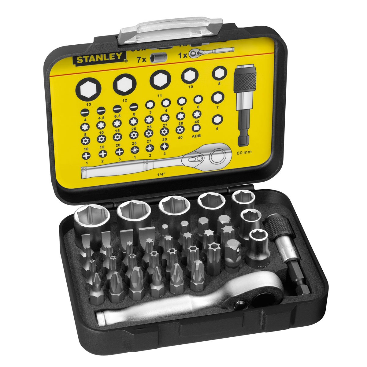 Набор бит Stanley "EXPERT LINE", 40 шт +трещотка и держатель (1-13-906)