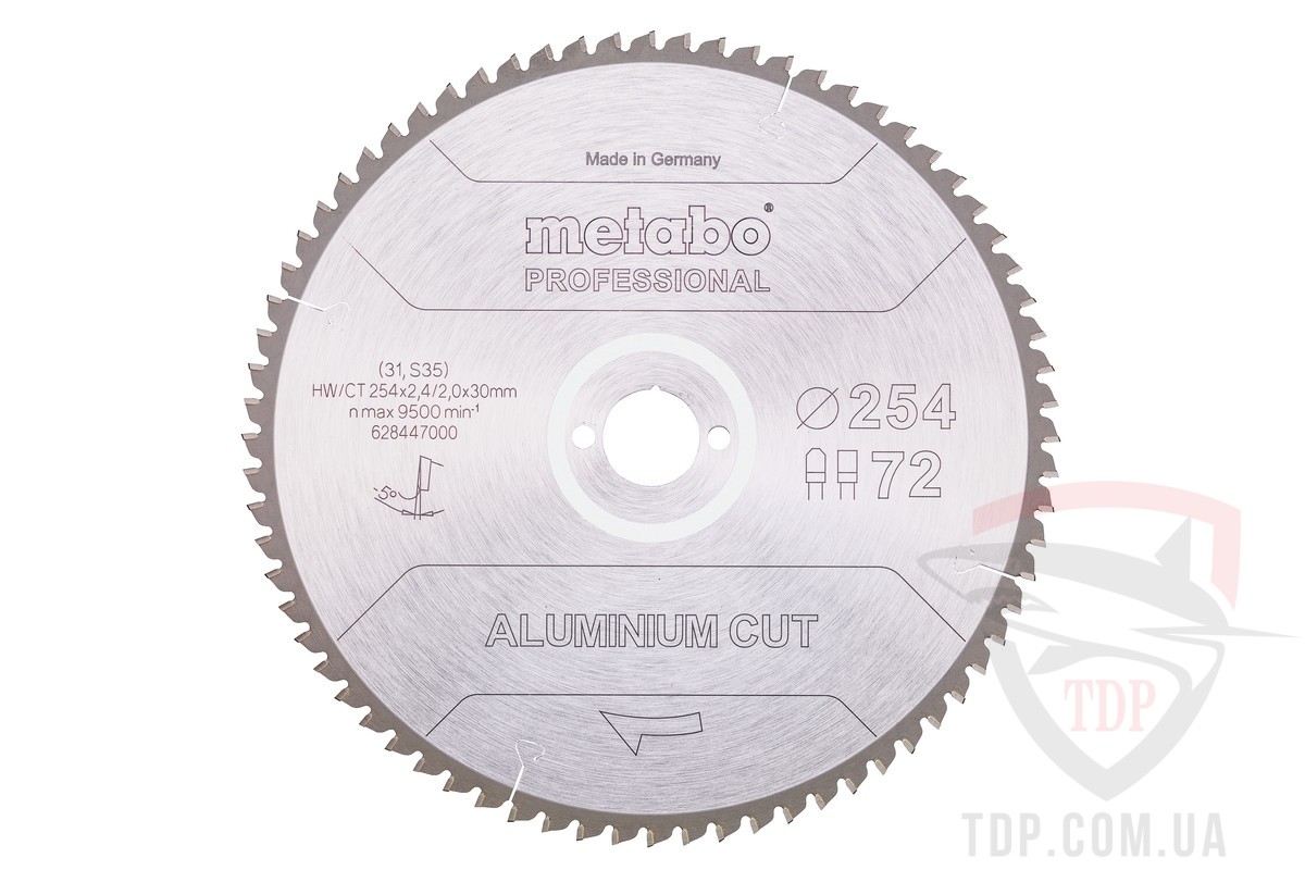 Оснастка Пильний диск по алюмінію Metabo Aluminium Cut Professional 254x30x72z (628447000)
