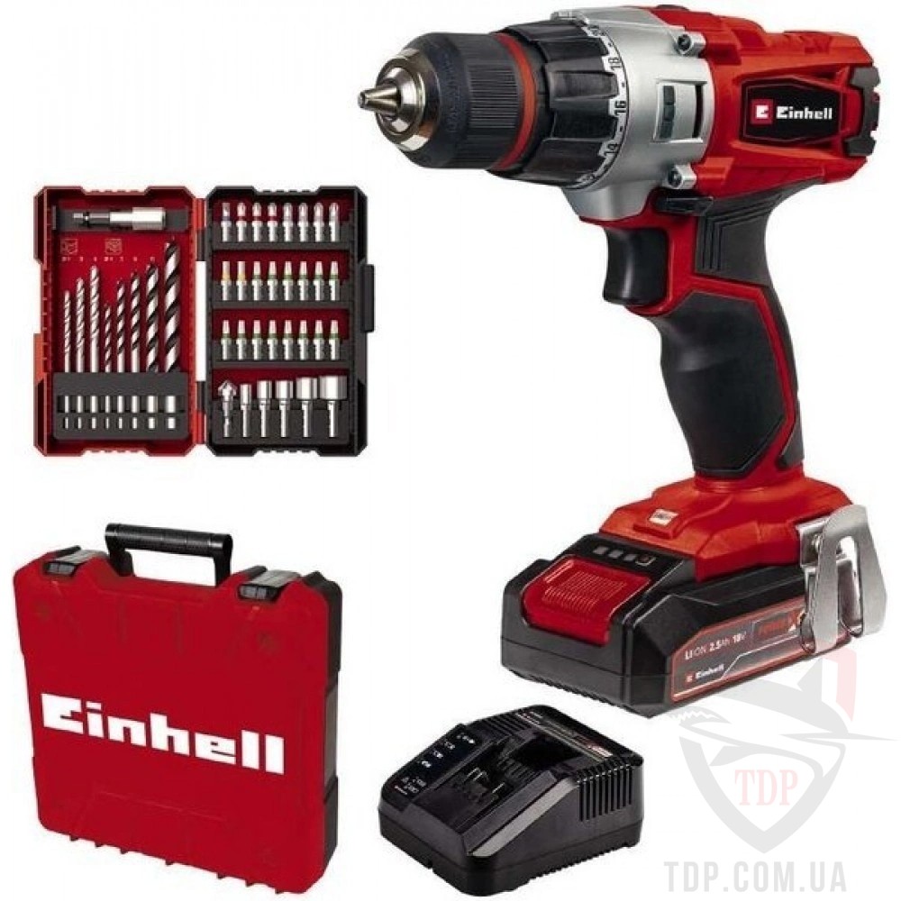Электроинструмент Шуруповерт акумуляторний Einhell TE-CD 18/2 Li 44Нм 2.5Аг (4514219)