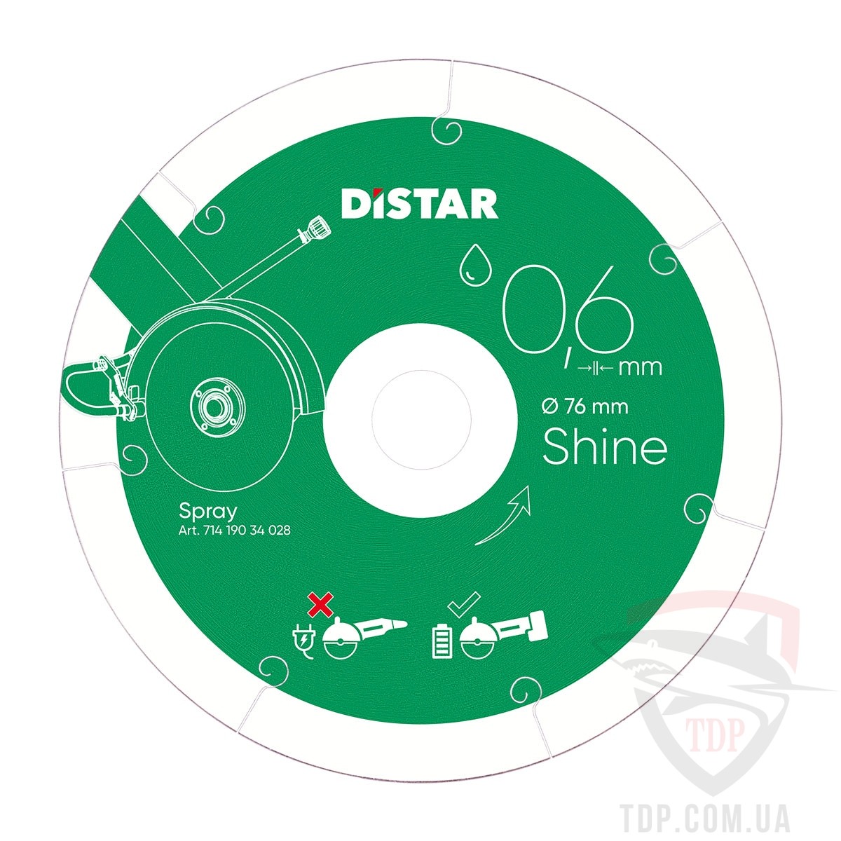 Алмазный инструмент Диск алмазний по керамограніту Distar Shine 76x0.6x6x10мм (11143158059)