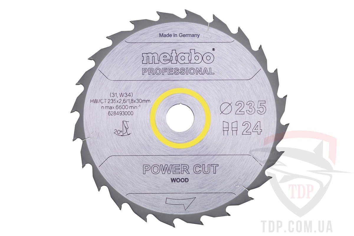 Оснастка Пильний диск по дереву Metabo Power Cut Wood 235x30x24z (628493000)