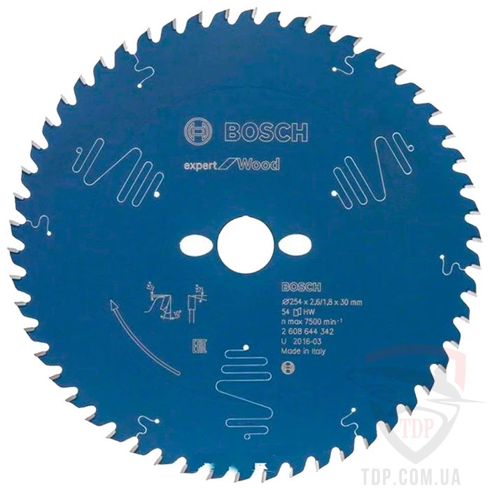 Оснастка Пильний диск по дереву Bosch 254x30x54z K2.6/1.8 Expert for Wood