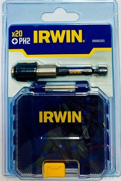 Биты и адаптеры Набор бит IRWIN IMPACT PRO PERF PH2 с держателем BULK 20 шт (IW6061323)