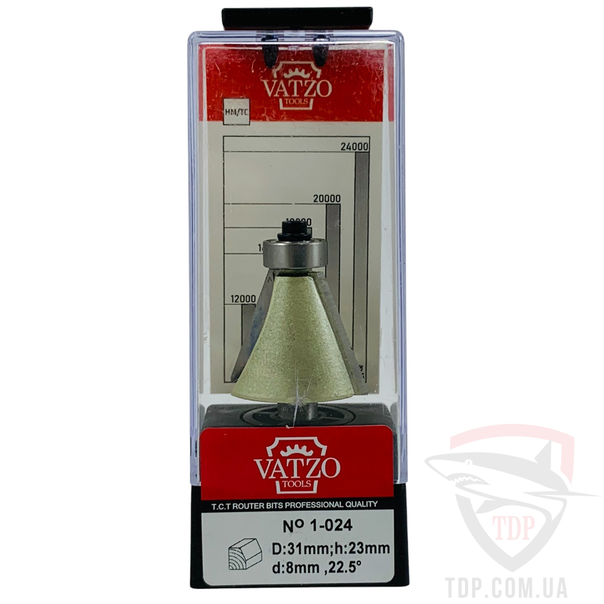 Фреза кромкова конусна VATZO 1024 D31 d8 L65 h23 O22.5 - Фото №4