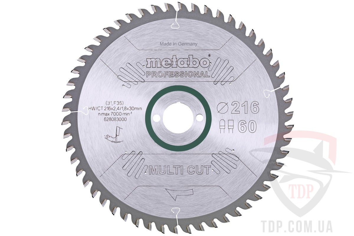 Пильний диск по ламінату Metabo Multi Cut Professional 216x30x60z (628083000)