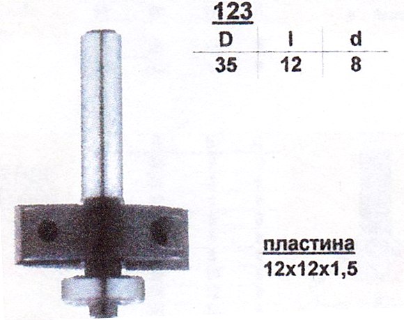 Фреза кромочная фальцевая Глобус 123 D35 h12