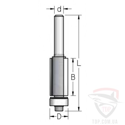 Оснастка Фреза кромочная прямая с нижним подшипником WoodPecker D9.5 d8 L53 h13 z2 (HF22095)