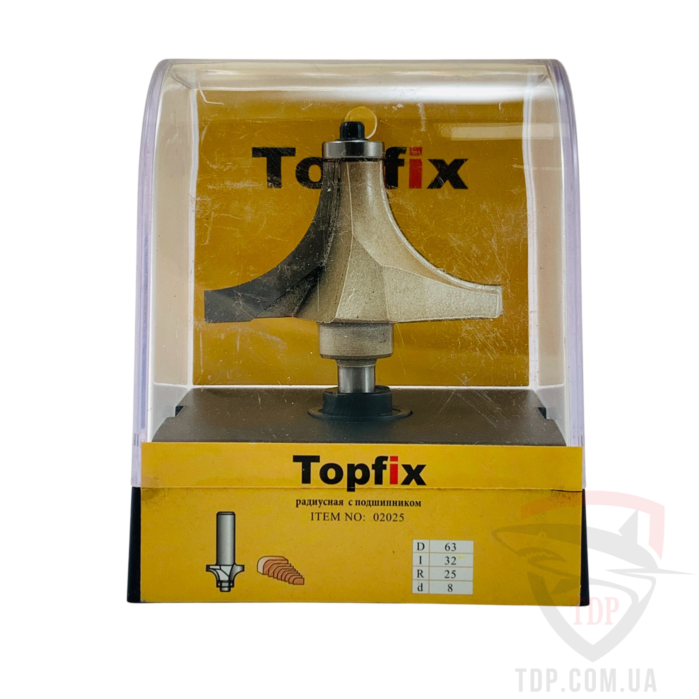 Фреза кромкова калювальна Topfix 1017 D63 d8 L84 h32 R25 z2 (02025) - Фото №3