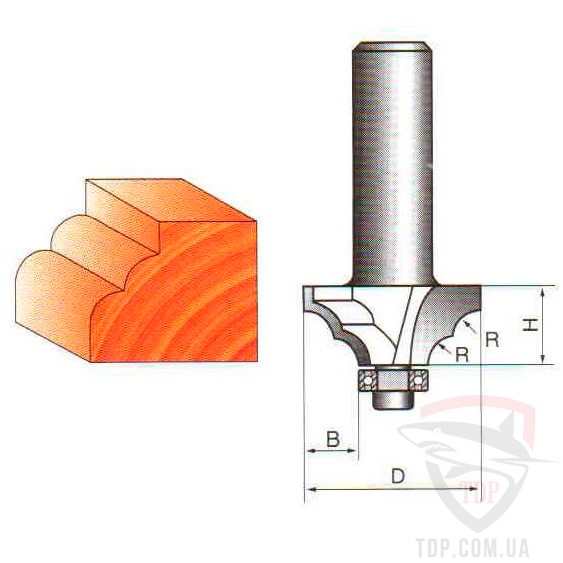 Концевые фрезы Фреза кромочная фигурная Sekira D45 d8 h18 R8 (051-080-18)