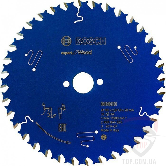 Оснастка Пильний диск по дереву Bosch 160x20x36z K2.6/1.6 Expert for Wood