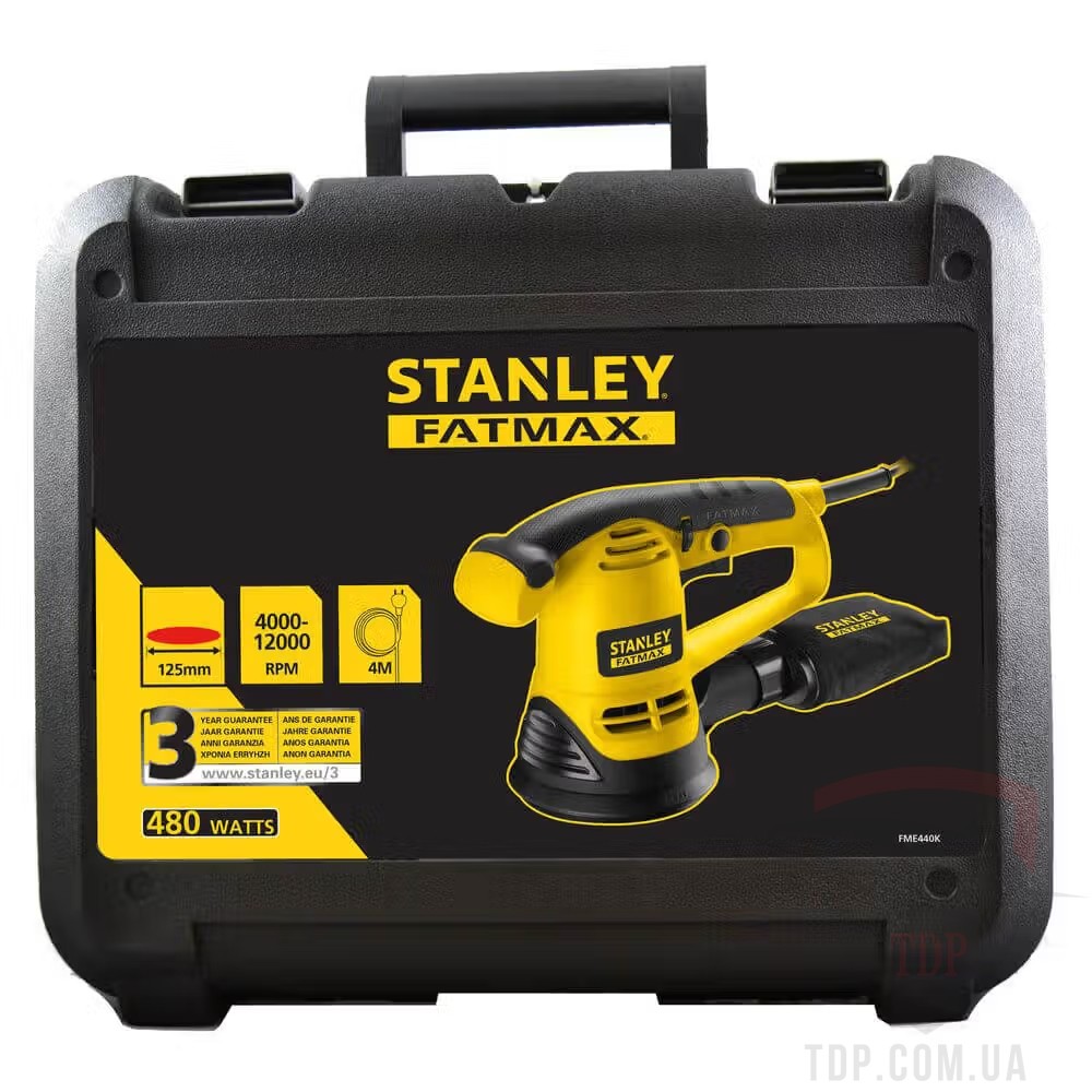 Шліфмашина ексцентрикова STANLEY FatMax 480Вт 125мм (FME440K) - Фото №3