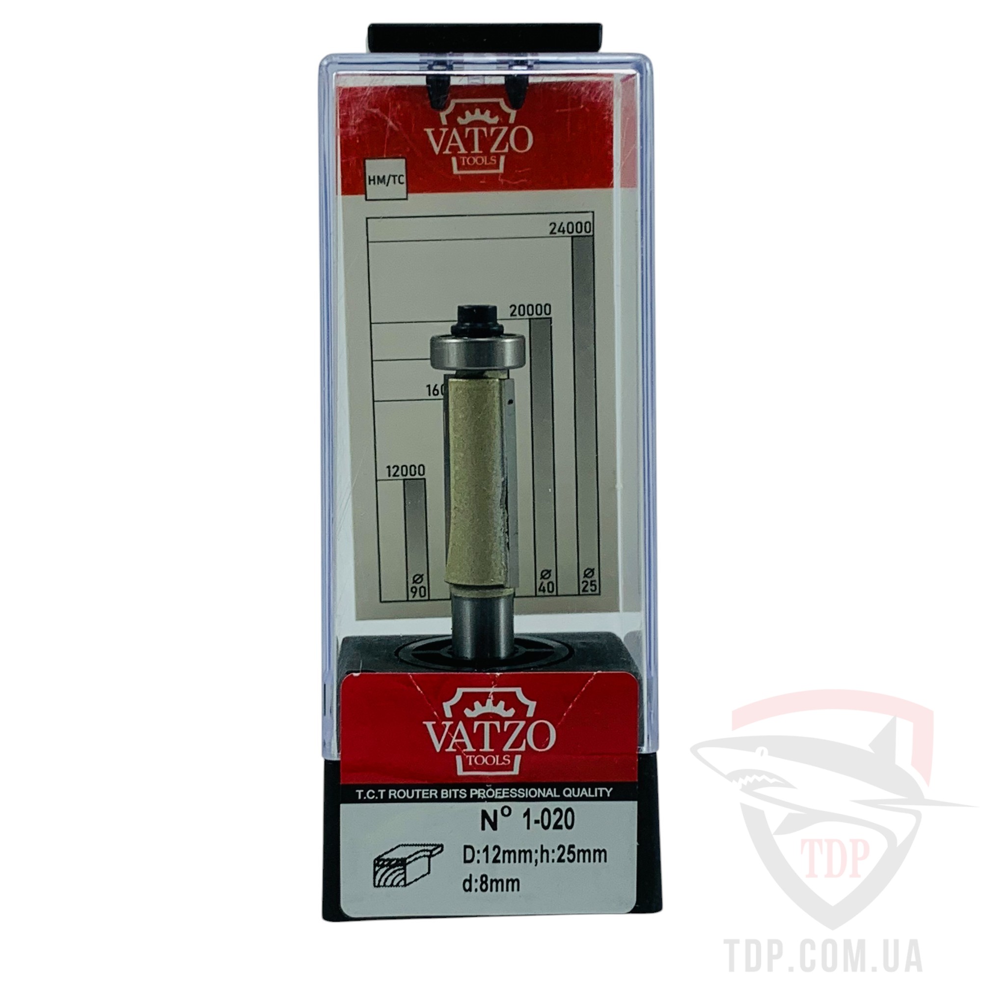 Фреза кромкова пряма VATZO 1020 D12 d8 L70 h25 з нижнім підшипником - Фото №4