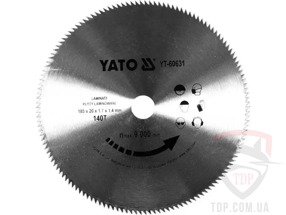 Пильные диски Диск пильний по ламінату YATO 185x20x140z K 1.7/1.4 (YT-60631)