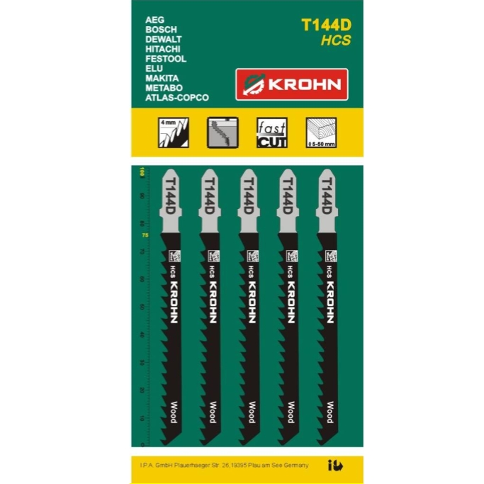 Оснастка Полотно для лобзика KROHN T144D 5 шт