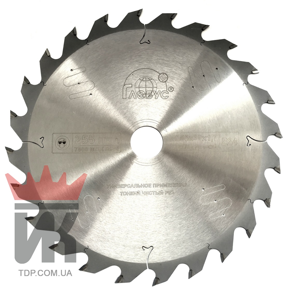 Оснастка Пильный диск ГЛОБУС 255x30x24z по алюминию, ДСП, МДФ