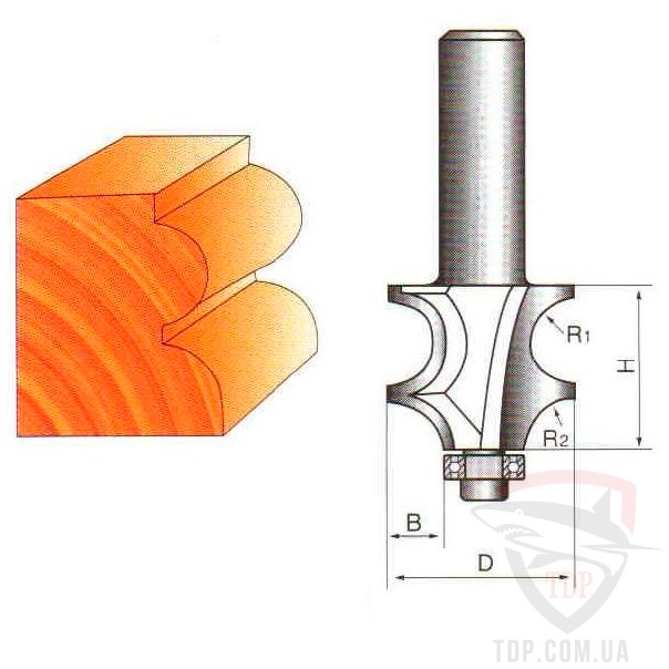 Концевые фрезы Фреза кромочная фигурная Sekira D25 d8 R4/6 h20 (093-250-18)