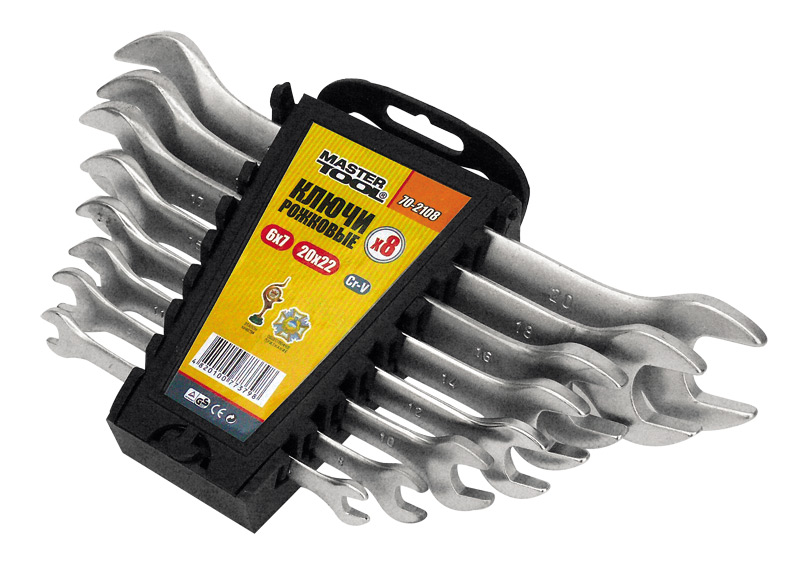 Ручной инструмент Набор ключей MASTERTOOL 70-2108 рожковых (6х7-20х22 мм/8 шт)
